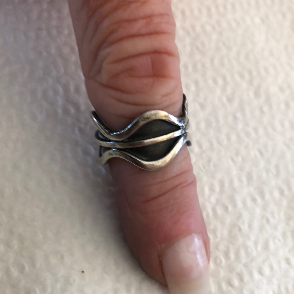 Solid Sterling Silver Thick Wave Ring - image 1
